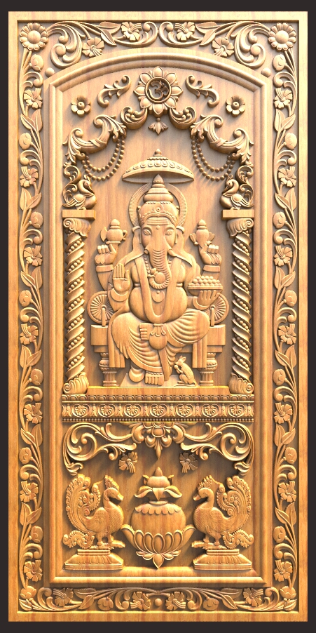 Latest Ganesh Door Design for CNC Carving