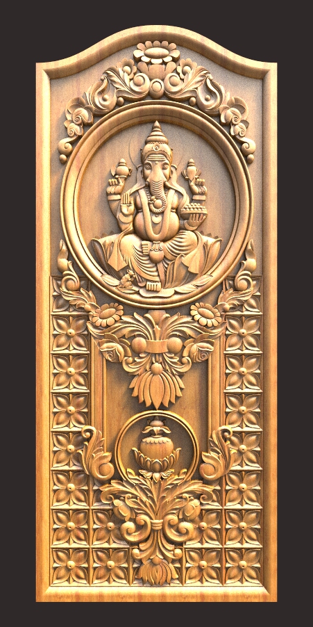 Ganesh Main Door Design For CNC Carving