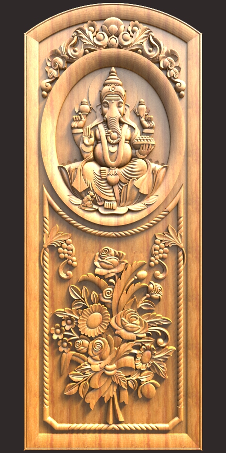 Latest Ganesh Door Design For CNC Carving