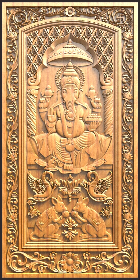Latest Ganesh Door Design For CNC Carving