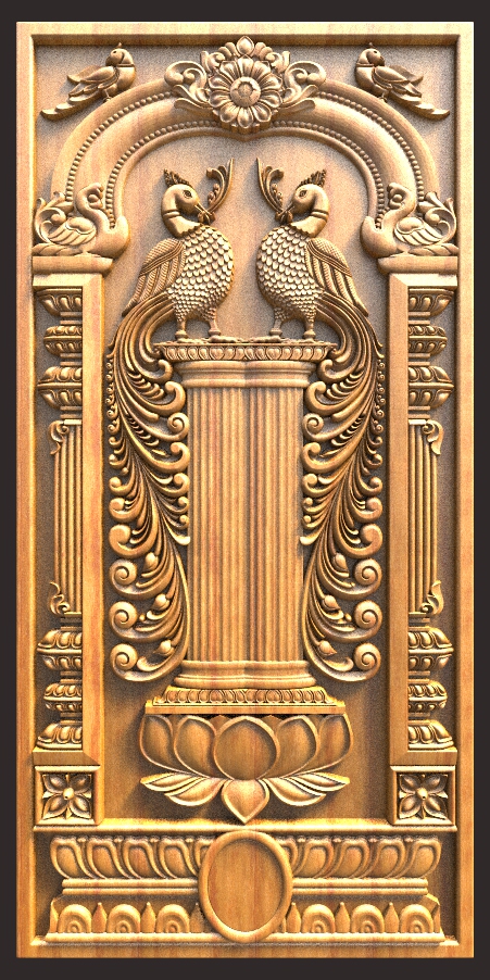 Peacock Door Design For CNC Carving