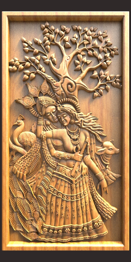Radha Krishna Door Design For CNC Carving